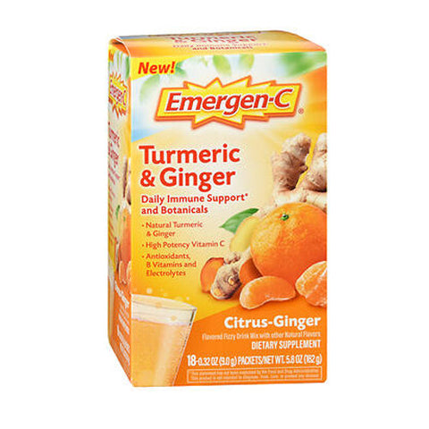 Emergen-C, Daily Immune Support Turmeric And Ginger Powder Citrus, 18 Count Emergen-C