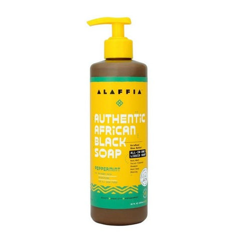 Alaffia, Authentic African Peppermint Black Soap, Peppermint 16 Oz Alaffia