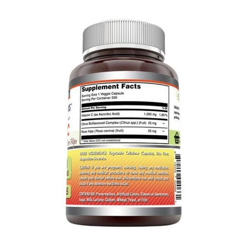 Amazing Nutrition, Amazing Formulas Vitamin C With Rose Hips & Citrus Bioflavonoids, 1000 mg, 250 Veg Caps Amazing Nutrition