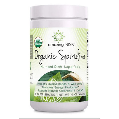 Amazing Nutrition, Amazing India Organic Spirulina Powder, 16 Oz Amazing Nutrition