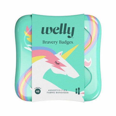 Welly, Kids Bravery Badges Assorted Rainbow Flex Fabric, 48 Count Welly