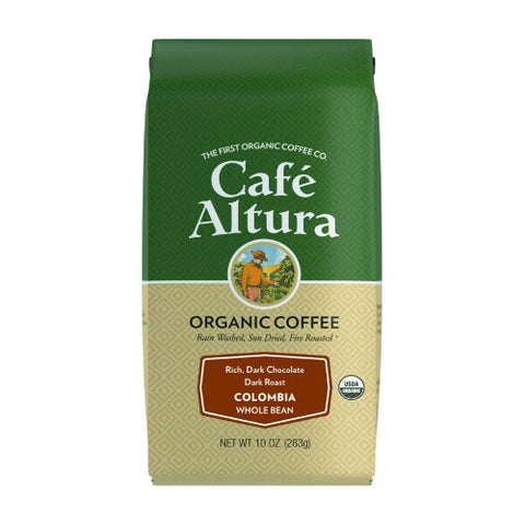 Cafe Altura, Organic Coffee Colombia Dark Roast Whole Bean, 10 Oz Cafe Altura