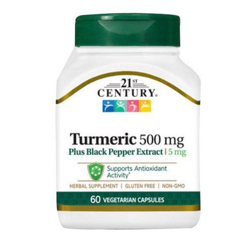 21st Century, Turmeric With Balck Pepper, 500 Mg, 60 Caps 21st Century