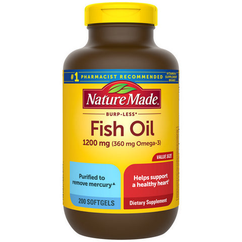 Fish Oil Burp-Less 200 Softgels by Nature Made