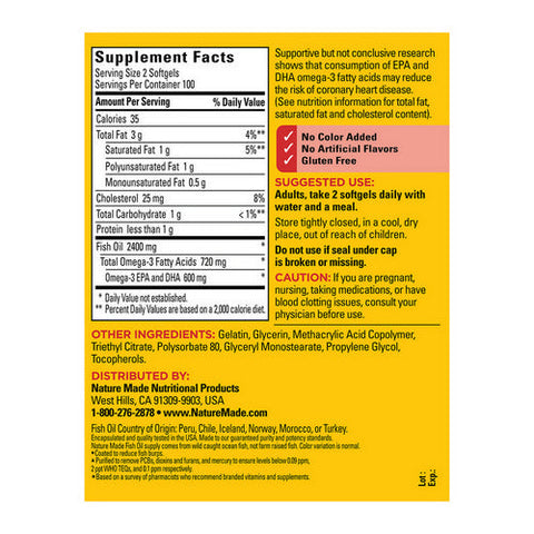 Nature Made, Fish Oil Burp-Less, 1200 Mg, 200 Softgels Nature Made