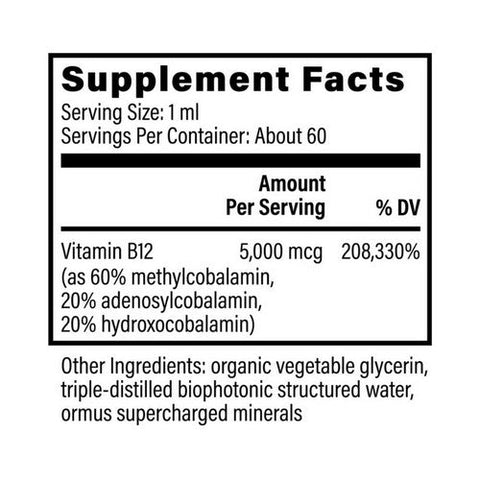 Global Healing Center, Vitamin B12, 5000mcg, 2 Oz Global Healing Center