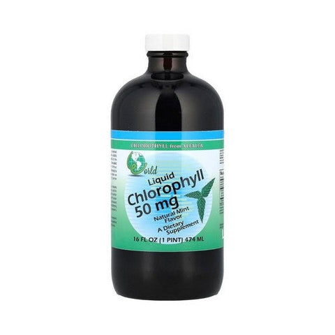World Organics, Liquid Chlorophyll Natural Mint, 50 mg, w/Peppermint Liquid 16 FL Oz