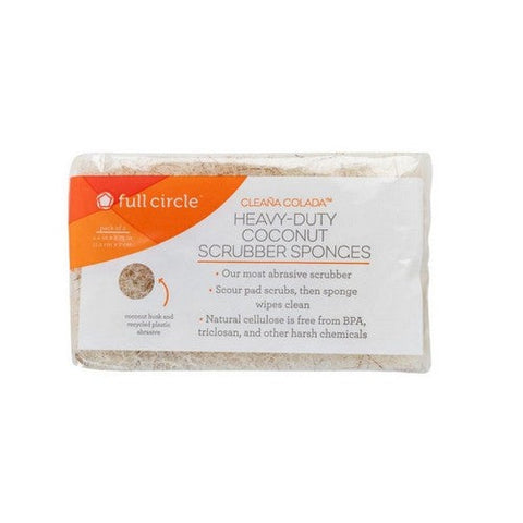 Full Circle Home, Cleana Colada Heavy Duty Coconut Scrubber Sponges, 2 Count Full Circle Home