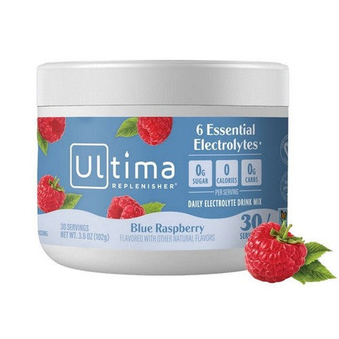 Ultima Replenisher, Daily Electrolyte Powder Drink Mix Blue Raspberry, 30 Servings Ultima Replenisher