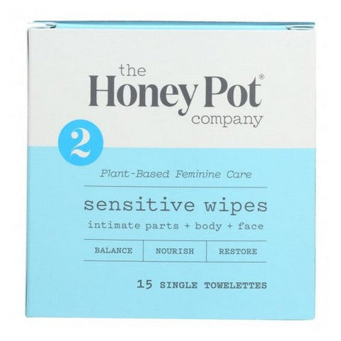 The Honey Pot, Sensitive Feminine Wipes, 15 Count The Honey Pot