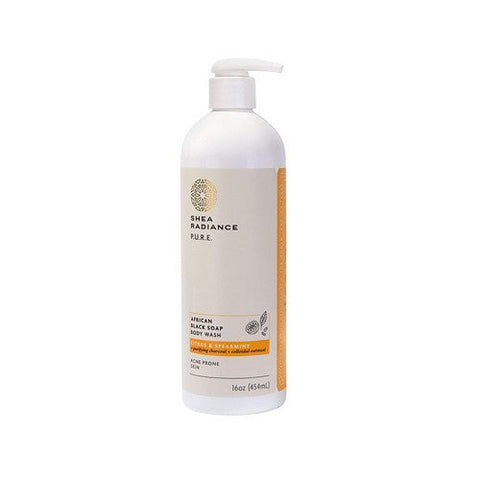 Shea Radiance, African Black Soap Body Wash, Citrus Spearmint 16 Oz Shea Radiance