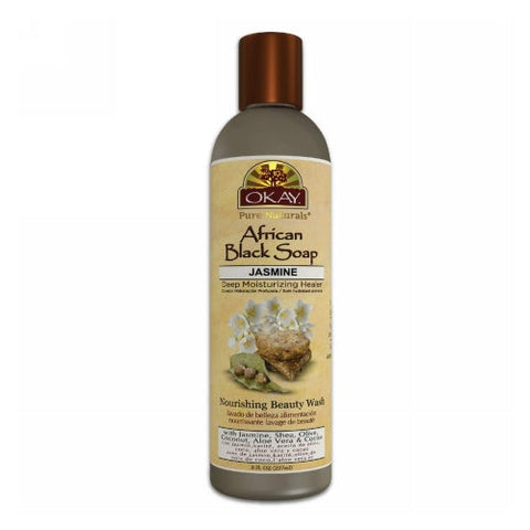 Okay Pure Naturals, African Black Soap Liquid, Jasmine 8 Oz Okay Pure Naturals