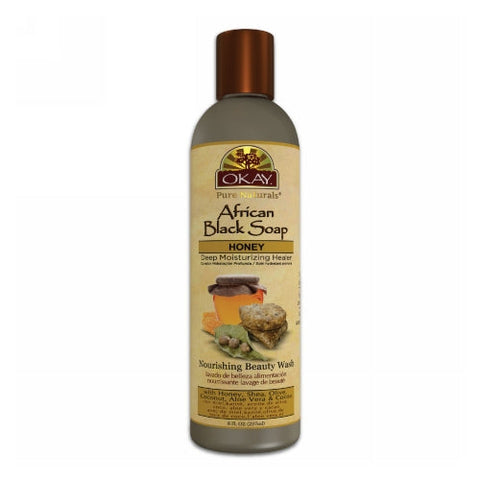 Okay Pure Naturals, African Black Soap Liquid, Honey 8 Oz Okay Pure Naturals