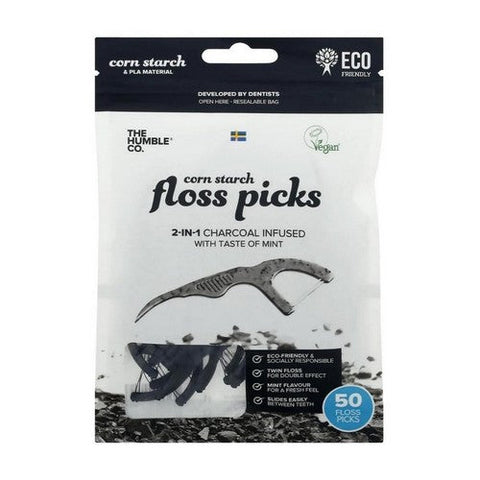 The Humble Co, Dental Floss Picks Charcoal, 50 Count The Humble Co
