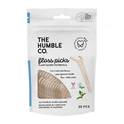 The Humble Co, Dental Floss Picks w/ Grip Handle Mint, 50 Count The Humble Co