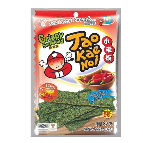 Tao Kae Noi, Crispy Seaweed Hot & Spicy Flavour Roll Big, 0.13 (Case of 12) Tao Kae Noi
