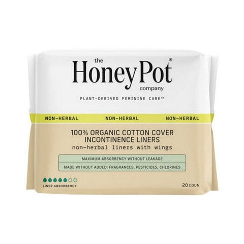 The Honey Pot, 100% Organic Cotton Cover Incontinence Non-Herbal Liners With Wings, 20 Count The Honey Pot