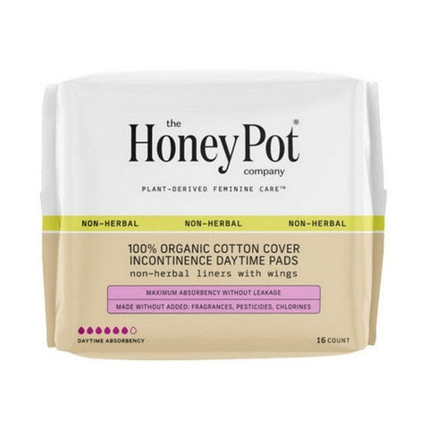 The Honey Pot, 100% Organic Cotton Cover Incontinence Non-Herbal Daytime Pads, 16 Count The Honey Pot