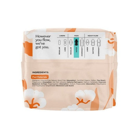 The Honey Pot, Organic Top Sheet Super Non Herbal Menstrual Pads, 16 Count The Honey Pot