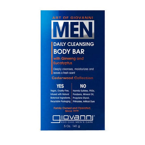Giovanni Cosmetics, Men Daily Cleansing Body Bar Cedarwood, Ginseng and Eucalyptus 5 Oz Giovanni Cosmetics