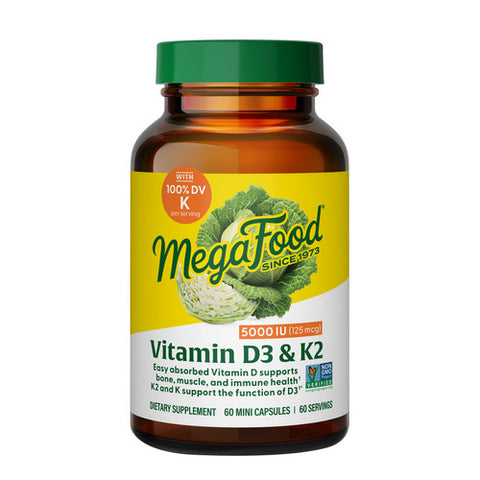 MegaFood, Vitamin D3 And K2, 125 Mcg, 60 Caps MegaFood
