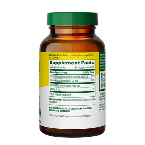 MegaFood, Vitamin D3 And K2, 125 Mcg, 60 Caps MegaFood
