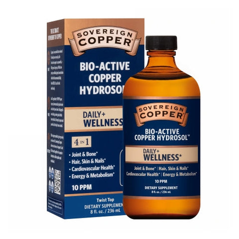 Sovereign Silver, Copper Hydrosol 10 ppm Flat Cap, 8 Oz Sovereign Silver
