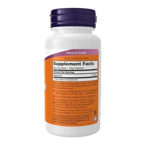 Now Foods, Melatonin Maximum Strength, 20 Mg, 90 Veg Caps Now Foods
