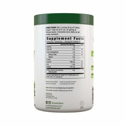 Country Farms, Super Celery Powder Unflavored, 11.3 Oz Country Farms