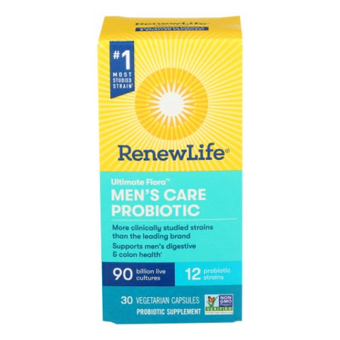 Renew Life, Ultimate Flora Men's Care Probiotic 90 Billion, 90 Billion, 30 Vegan Capsules Renew Life