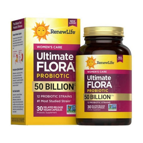 Renew Life, Ultimate Flora Women'S Vaginal Care Probiotic, 50 Billion, 30 Vegan Capsules Renew Life