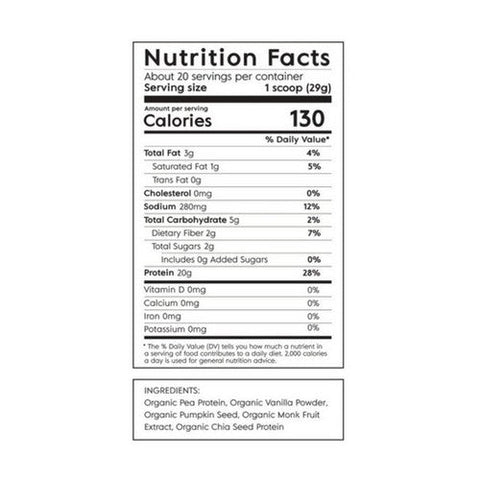 Truvani, Organic Vanilla Plant Based Protein Powder, 20.95 Oz
