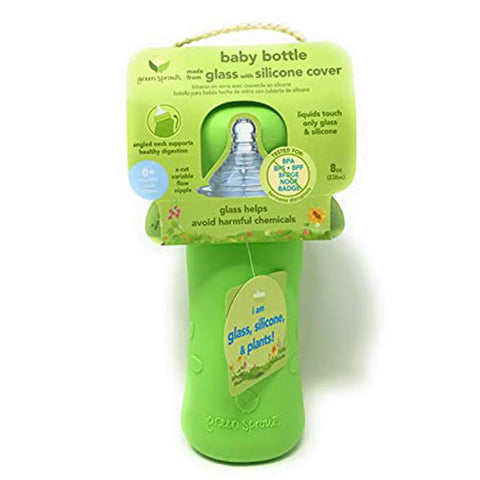 Green Sprouts, Baby Bottle Glass with Silicone Cover, 1 Count Green Sprouts