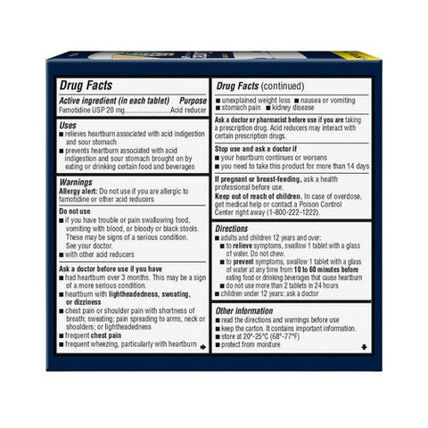 Zantac, 360 Famotidine Usp Acid Reducer Tablets Maximum Strength, 20 Mg, 25 Count