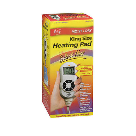 Cara, King Size Heating Pad Moist & Dry With Select Heat, 1 Count