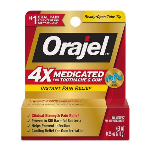 Orajel, 4X Medicated Toothache And Gum Gel Maximum Strength, 0.25 Oz Orajel