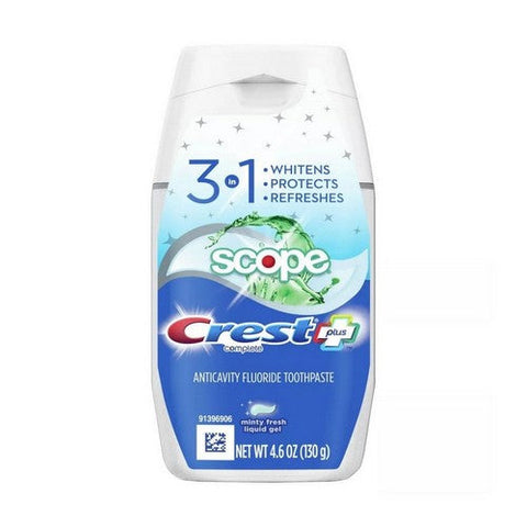 Crest, Complete Plus Scope Anticavity Fluoride Toothpaste Liquid Gel Minty Fresh, 4.6 Oz Crest