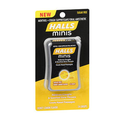Halls, Minis Menthol Cough Suppressant & Oral Anesthetic, 24 Drops Halls