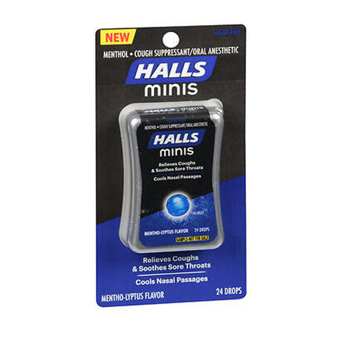 Halls, Mini Menthol Cough Suppressant & Oral Anesthetic, 24 Drops Halls