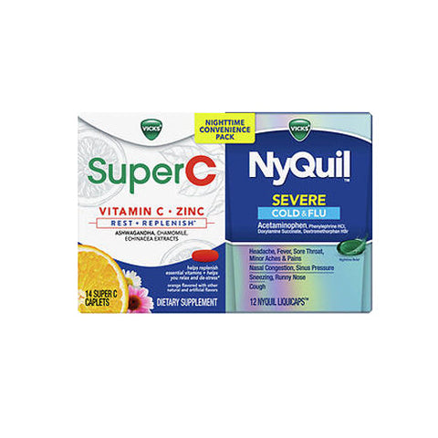 Crest, Vicks NyQuil Severe and Super C Nighttime Convenience, 26 Caps Vicks