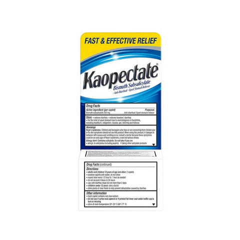 Kaopectate, Bismuth Subsalicylate Diarrhea & Upset Stomach Reliever Coated Caplets, 28 Count Kaopectate