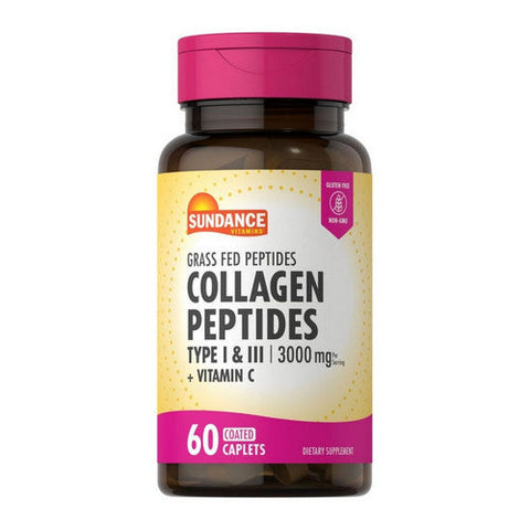 Sundance, Hydrolyzed Collagen Type I & Iii + Vitamin C Coated, 3000 Mg, 60 Caplets Sundance