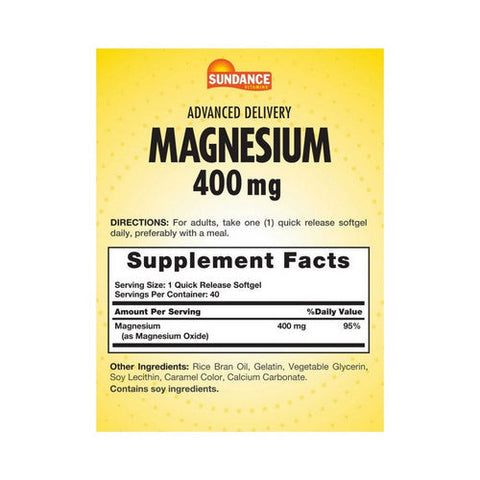 Sundance, Magnesium Quick Release, 400 Mg, 40 Softgels Sundance