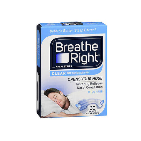 Breathe Right, Nasal Strips Clear Sensitive Skin Small Medium, 30 Count Breathe Right