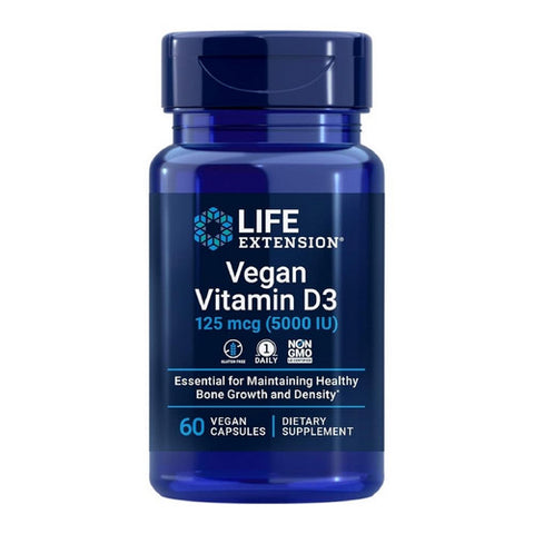 Life Extension, Vegan Vitamin D3, 125 mcg (5000 IU), 60 Caps Life Extension