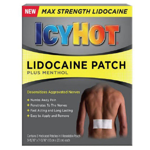 Icy Hot, Topical Pain Relief Icy Hot 4% - 1% Strength Lidocaine / Menthol Patch 5 per Box, Box Of 5 Icy Hot