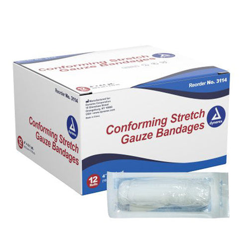 Dynarex, Sterile Conforming Bandage 4 Inch x 4-1/10 Yard, Box Of 12 Dynarex