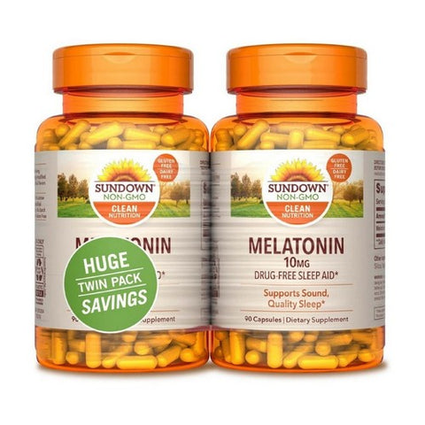 Sundown Naturals, Melatonin Twin Pack, 10mg, 90 + 90 Count Sundown Naturals