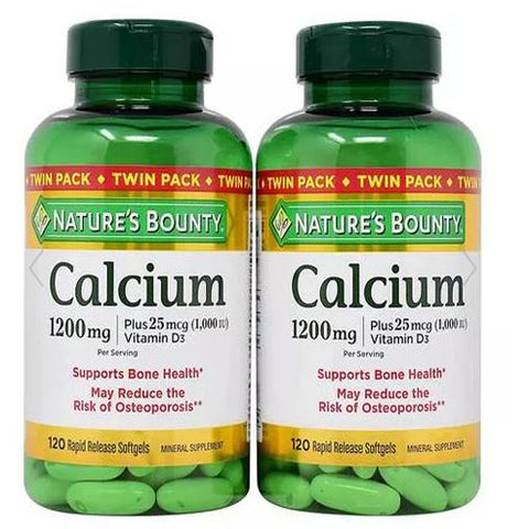 Nature's Bounty, Calcium + Vitamin D Twin Pack, 1200 mg, 120 + 120ct Nature's Bounty
