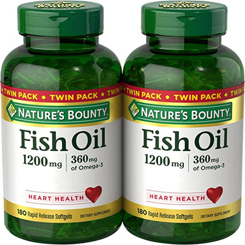 Nature's Bounty, Fish Oil Twin Packs, 1200 mg, 180 + 180ct Nature's Bounty